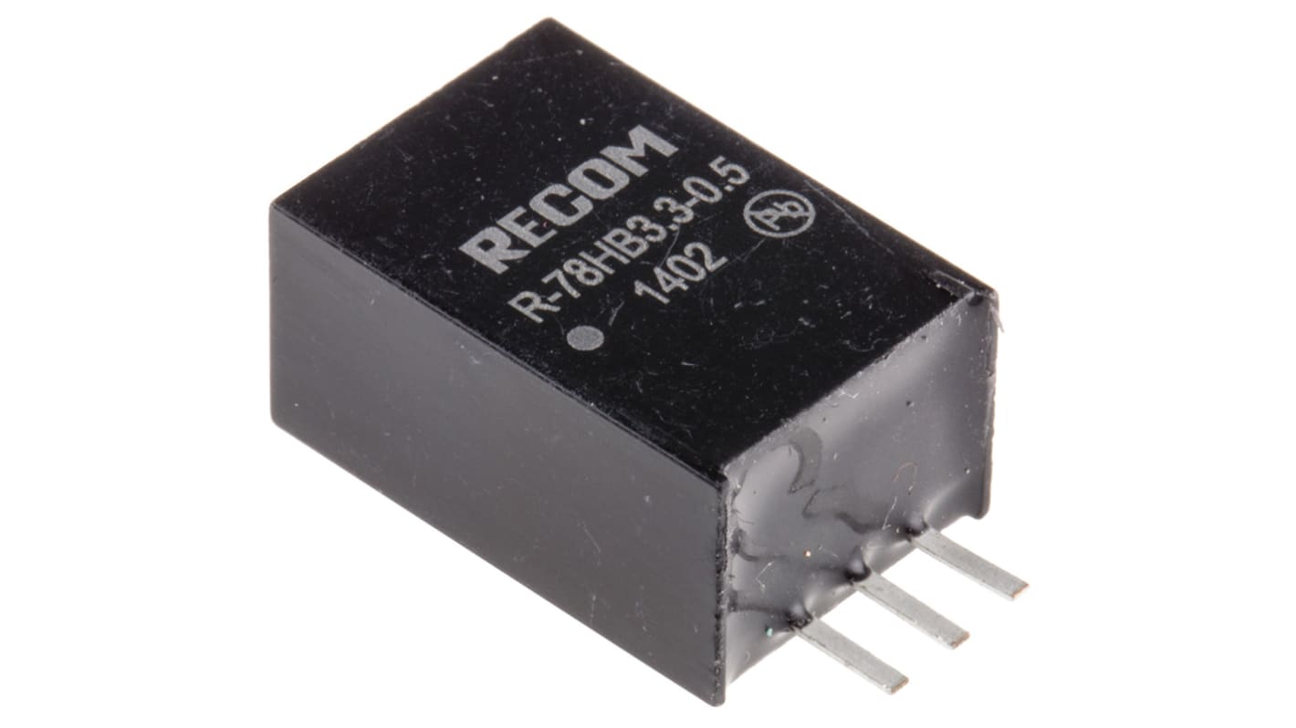 Regolatore switching Recom, ingresso 9 → 72V cc, uscita 3.3V cc, 500mA