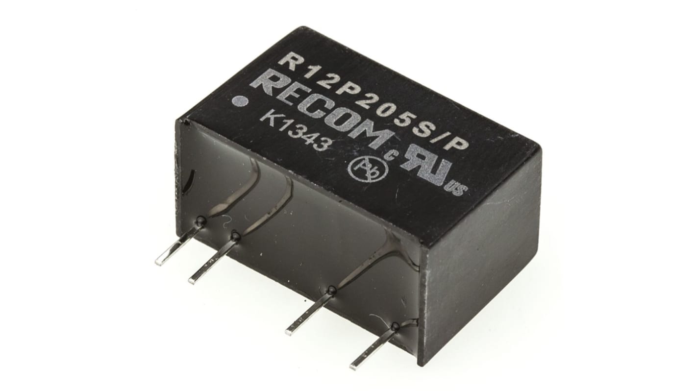 Recom R12P DC-DC Converter, 5V dc/ 400mA Output, 10.8 → 13.2 V dc Input, 2W, Through Hole, +85°C Max Temp -40°C