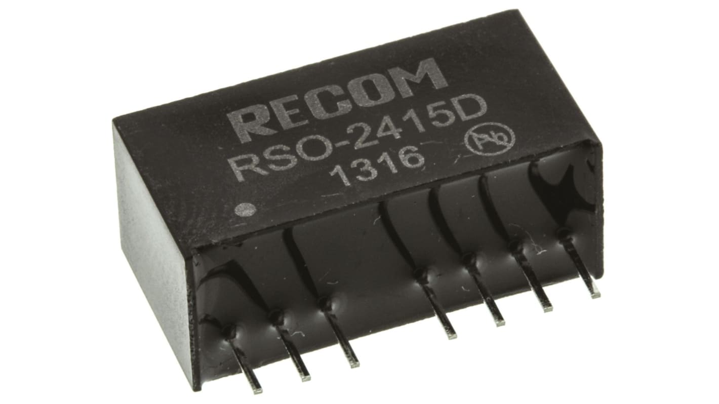 Recom RSO DC-DC Converter, ±15V dc/ ±34mA Output, 18 → 36 V dc Input, 1W, Through Hole, +85°C Max Temp -40°C Min