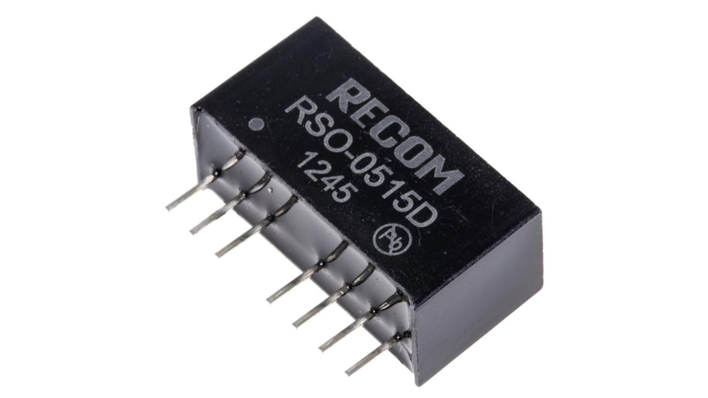 Recom RSO DC-DC Converter, ±15V dc/ ±34mA Output, 4.5 → 9 V dc Input, 1W, Through Hole, +85°C Max Temp -40°C Min