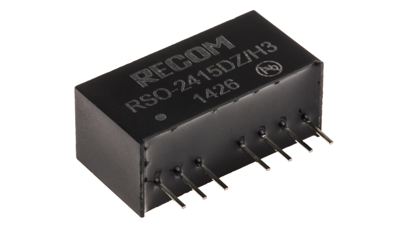 Recom RSO DC/DC-Wandler 1W 24 V dc IN, ±15V dc OUT / ±34mA Durchsteckmontage 3kV dc isoliert