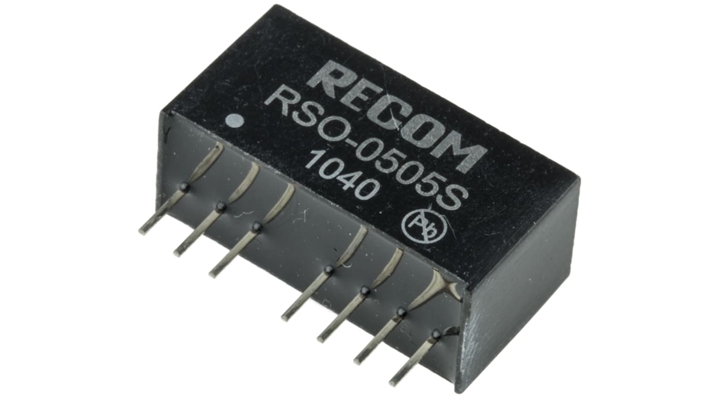 Recom RSO DC/DC-Wandler 1W 5 V dc IN, 5V dc OUT / 200mA Durchsteckmontage 500V ac isoliert