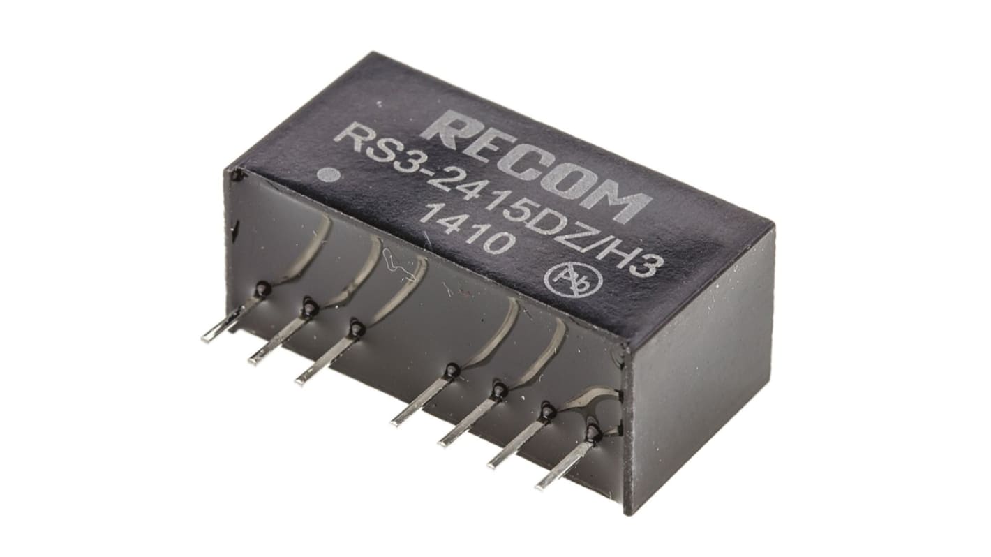 Recom DC-DC átalakító, KI: ±15V dc, ±100mA / 3W, BE: 9 → 27 V DC