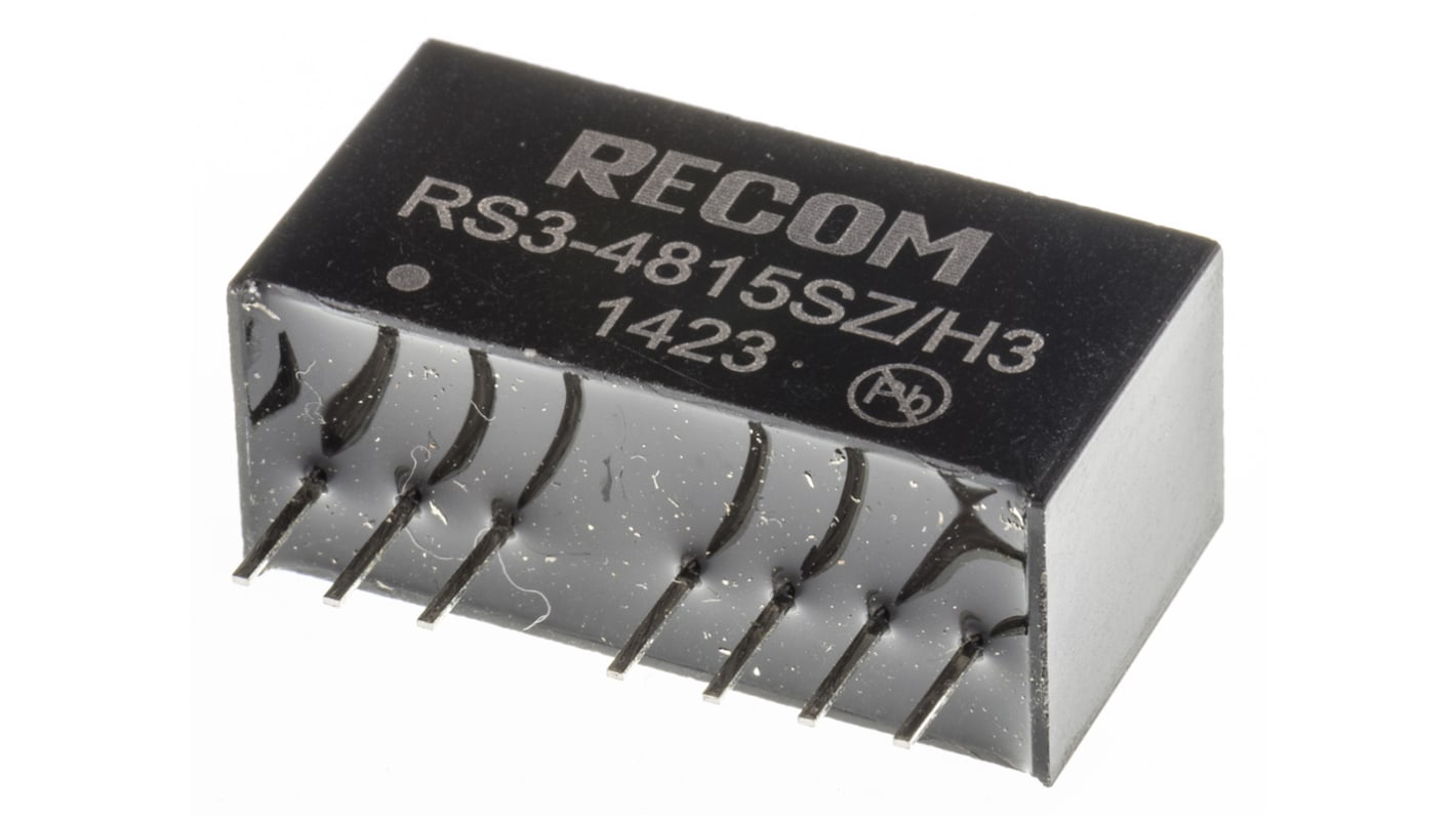 Recom RS3 DC/DC-Wandler 3W 48 V dc IN, 15V dc OUT / 200mA Durchsteckmontage 3kV dc isoliert