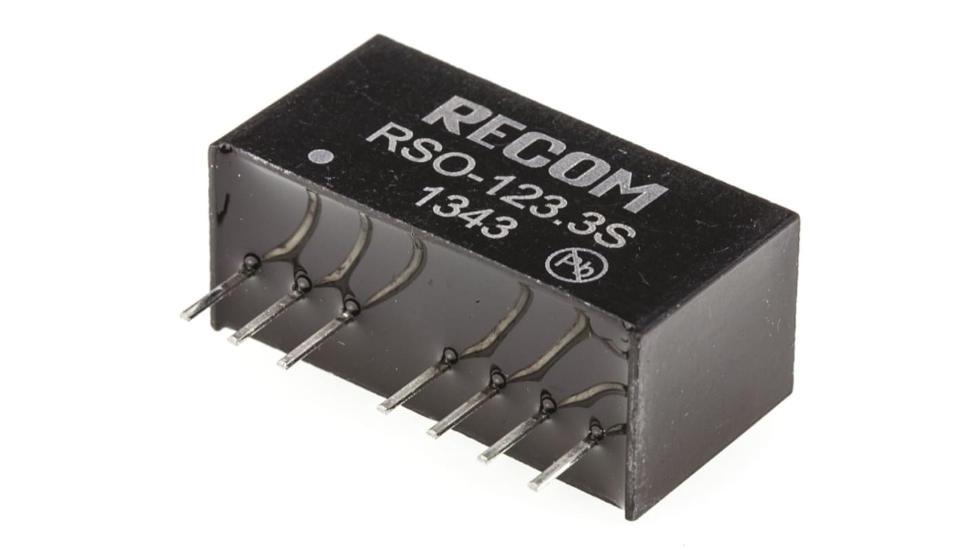 Recom RSO DC/DC-Wandler 1W 12 V dc IN, 3.3V dc OUT / 300mA Durchsteckmontage 1kV dc isoliert