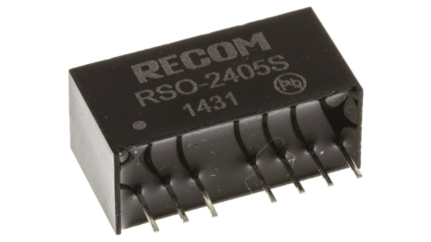 Recom RSO DC/DC-Wandler 1W 24 V dc IN, 5V dc OUT / 200mA Durchsteckmontage 500V ac isoliert