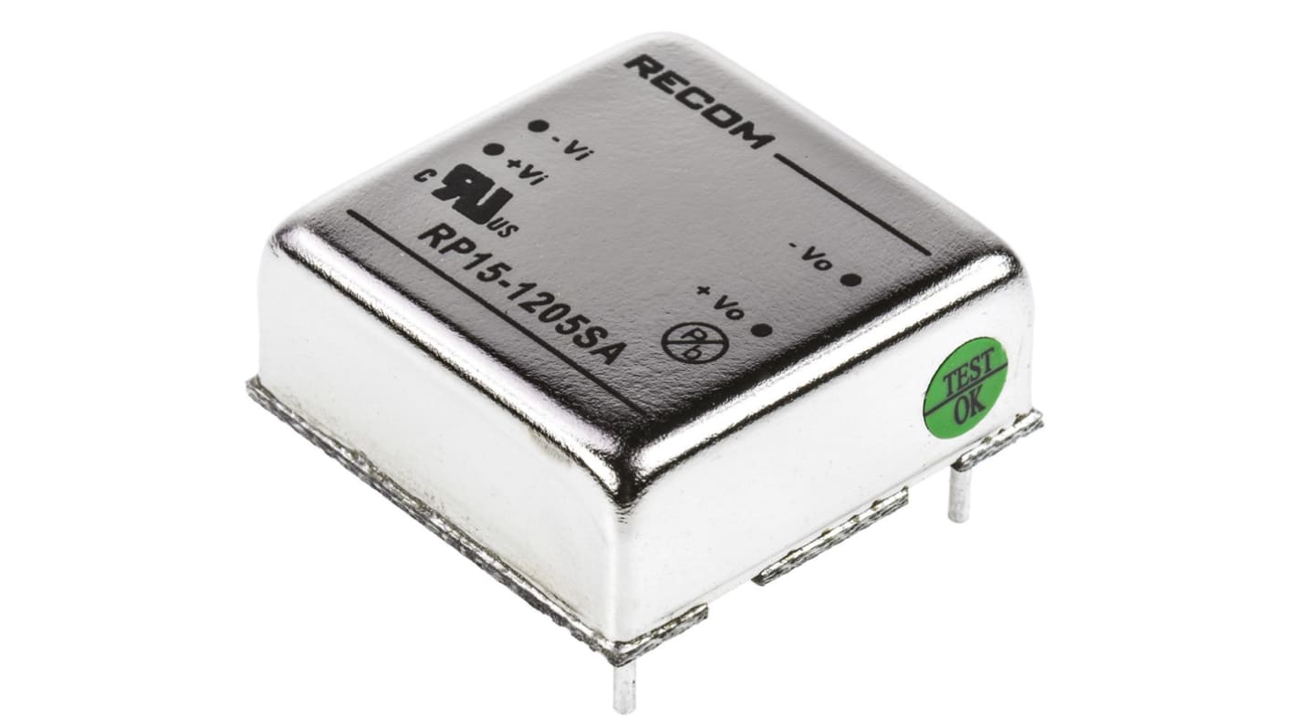 Recom RP15-A DC/DC-Wandler 15W 12 V dc IN, 5V dc OUT / 3A Durchsteckmontage 1.6kV dc isoliert