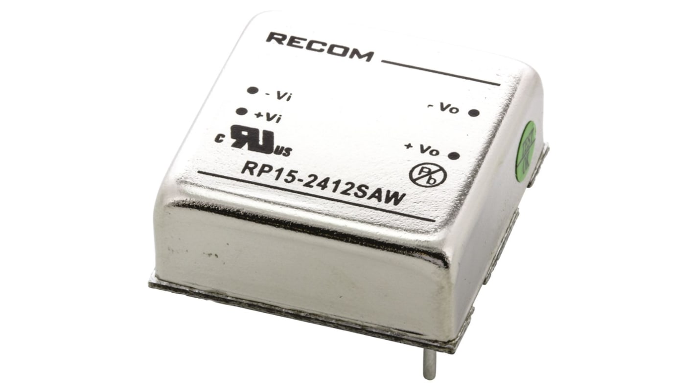 Recom DC-DCコンバータ Vout：12V dc 9 → 36 V dc, 15W, RP15-2412SAW