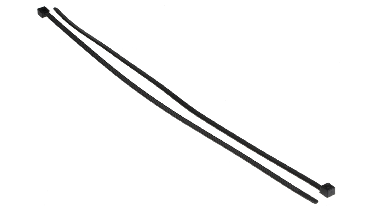 HellermannTyton Cable Tie, Releasable, 350mm x 4.6 mm, Black Polyamide 6.6 (PA66), Pk-100