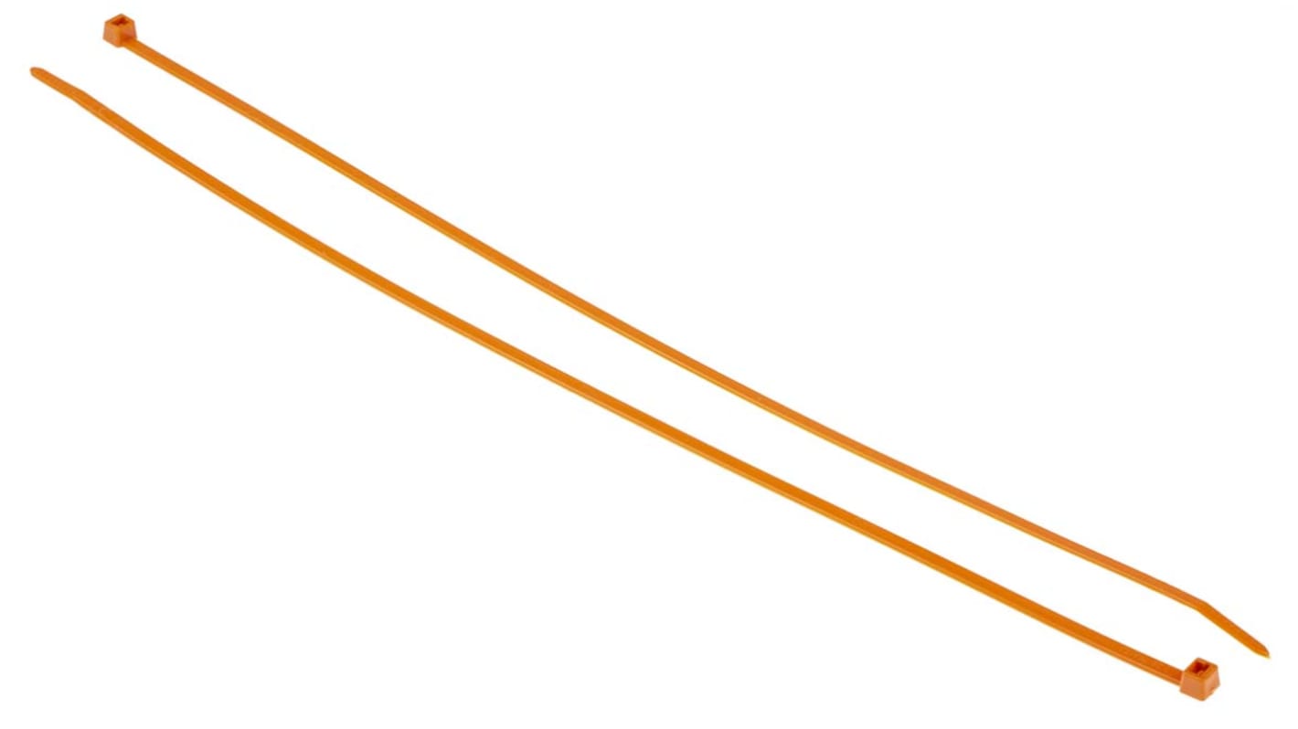 HellermannTyton Cable Tie, 390mm x 4.6 mm, Orange Nylon, Pk-100