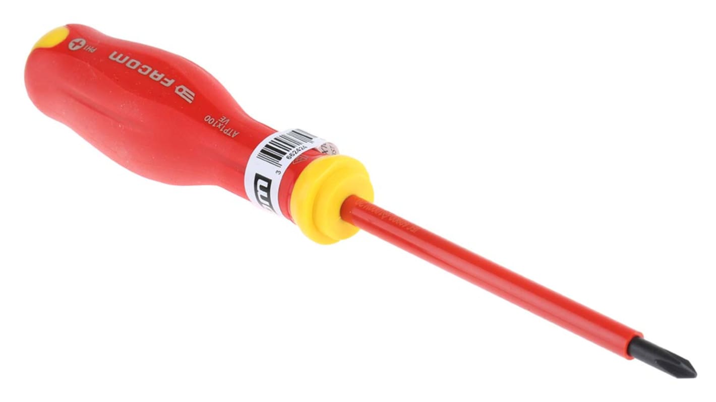 Facom Phillips Insulated Screwdriver, PH1 Tip, 100 mm Blade, VDE/1000V, 210 mm Overall