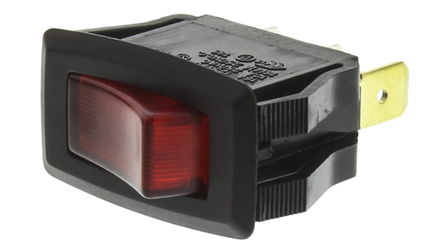 RS PRO Illuminated SPST, On-Off Rocker Switch Panel Mount