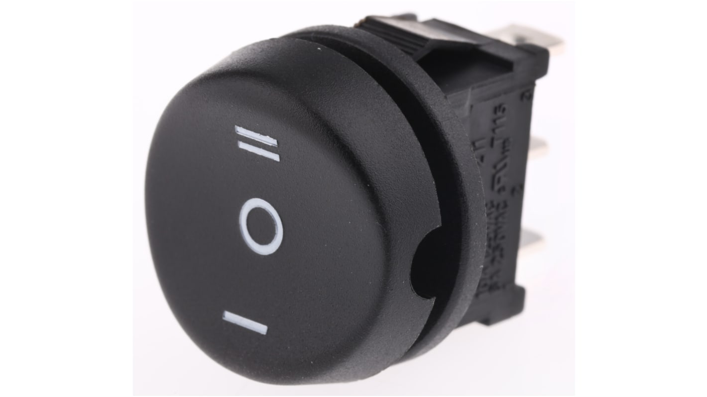Interruptor de balancín, Contacto SPDT, On-Off-On, 10 A a 125 V ac, No, Negro