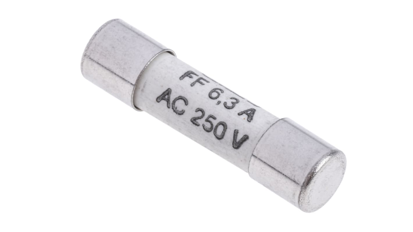 Fusible de cartucho cerámico RS PRO, 250V ac, 6.3A, 5 x 20mm, acción FF