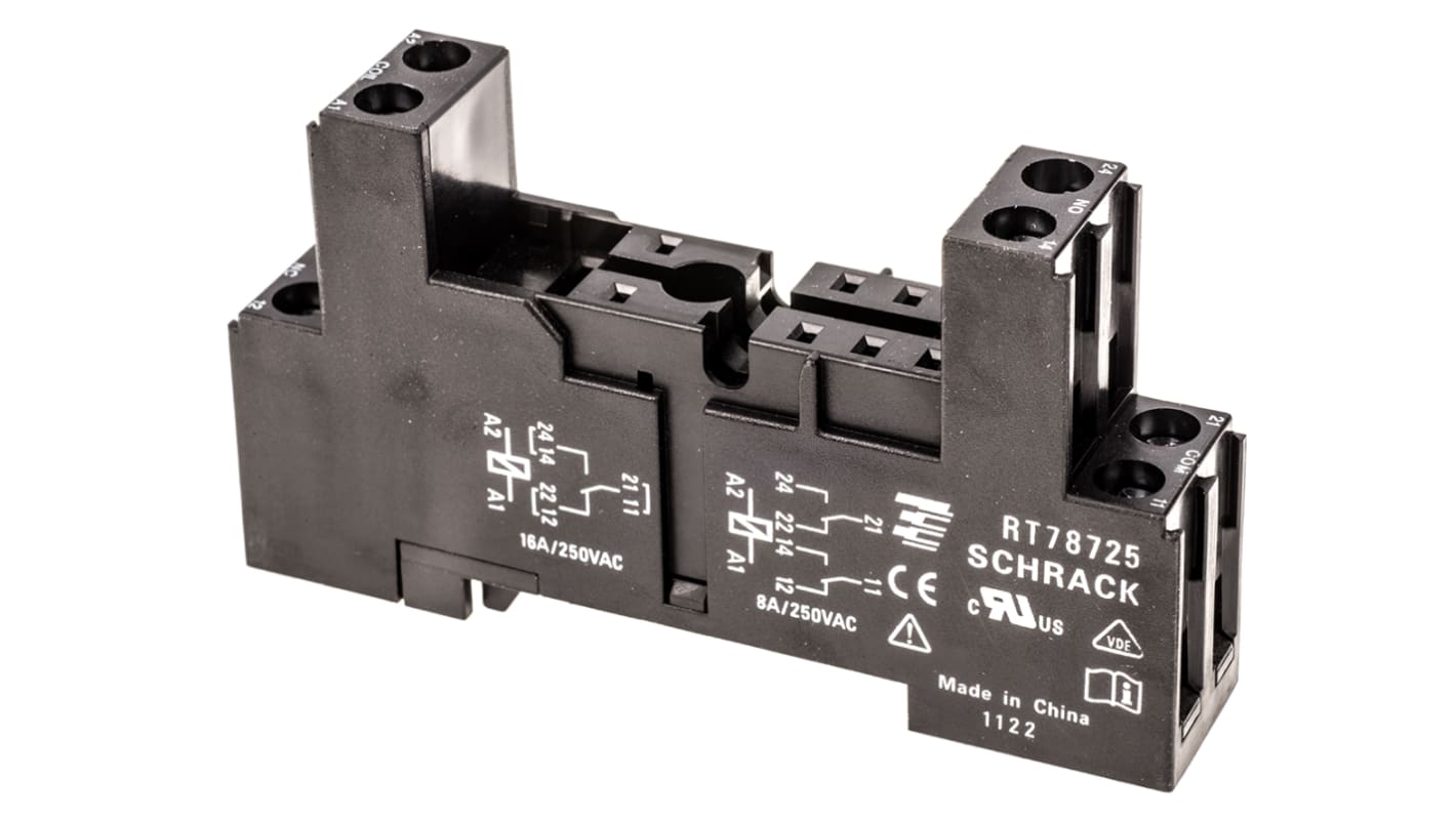 TE Connectivity Relaissockel zur Verwendung mit Serie RT, 8 -Kontakt , DIN-Schienen, 240V ac