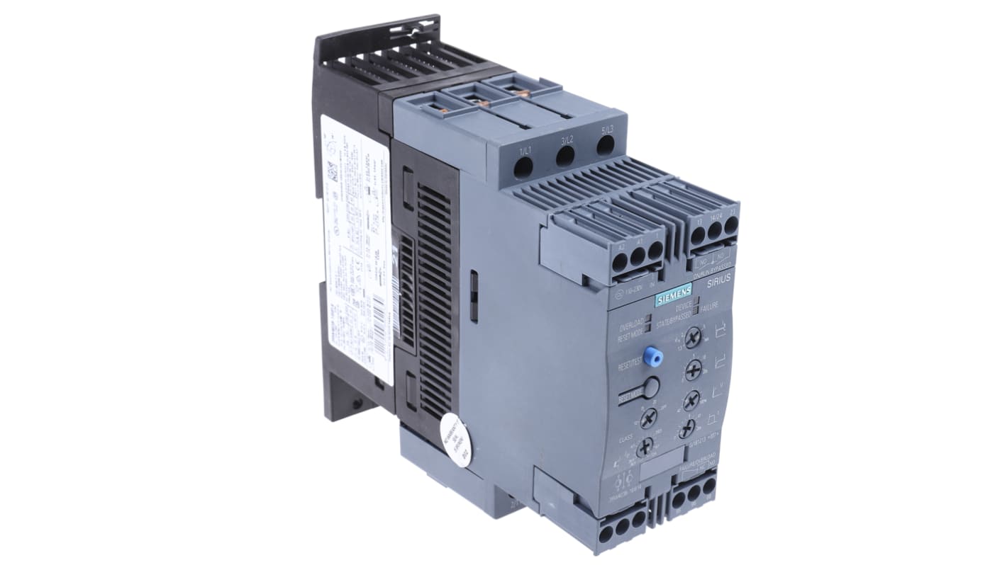 Arrancador suave Siemens SIRIUS 3RW40, 72 A, 480 Vac, 37 kW, trifásico, IP00