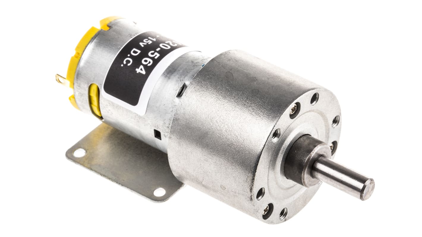 RS PRO Bürsten-Getriebemotor bis 9 Ncm, 6 → 15 V dc / 7,9 W, Wellen-Ø 6mm, 37mm x 70mm