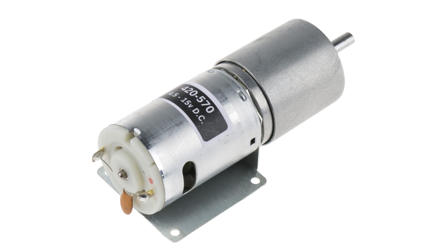 DC gearmotor, Børstegear, Hastighed: 4 o/min., 19,35 W, 6 → 15 V dc, 2,75 A