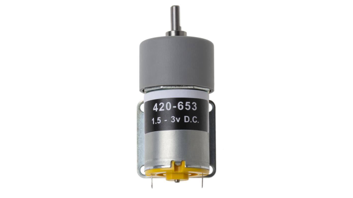 Motorreductor DC RS PRO, 3 V dc, 1,7 W, 29 rpm, par máx. 12 Ncm, Ø de eje 4mm