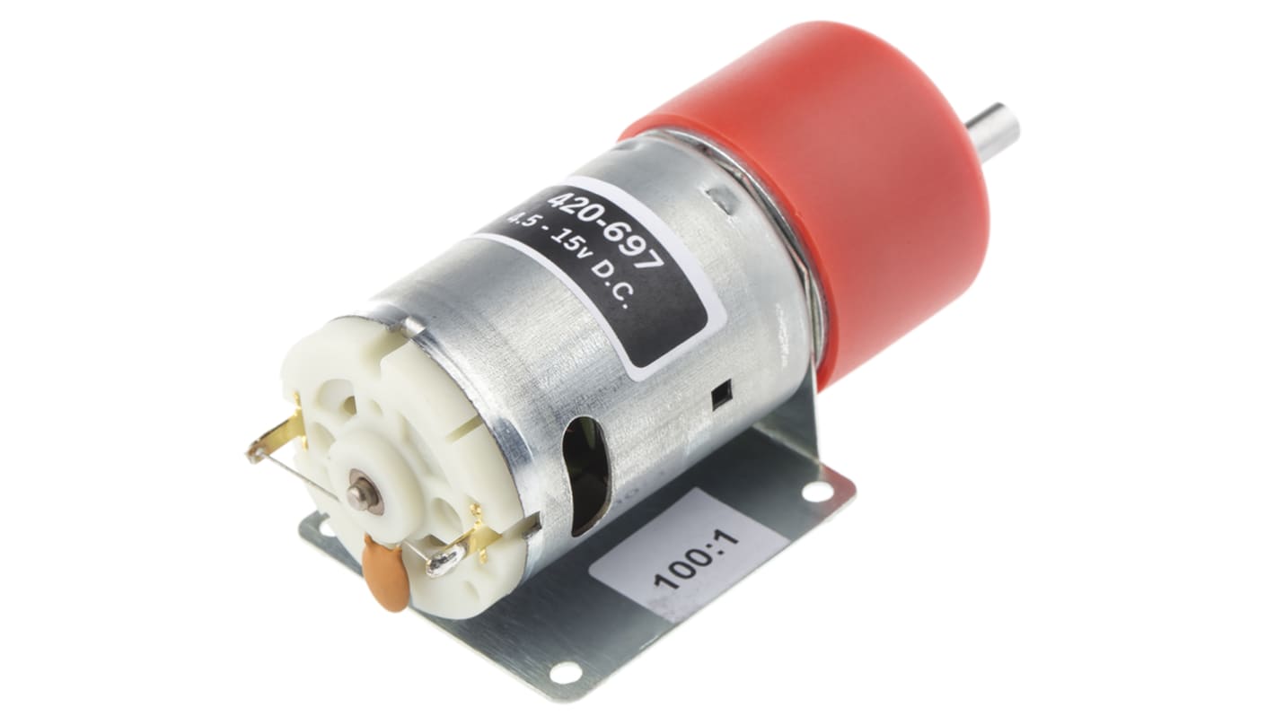 RS PRO Brushed Geared DC Geared Motor, 19.8 W, 4.5 → 15 V dc, 59 Ncm, 120 rpm, 6mm Shaft Diameter