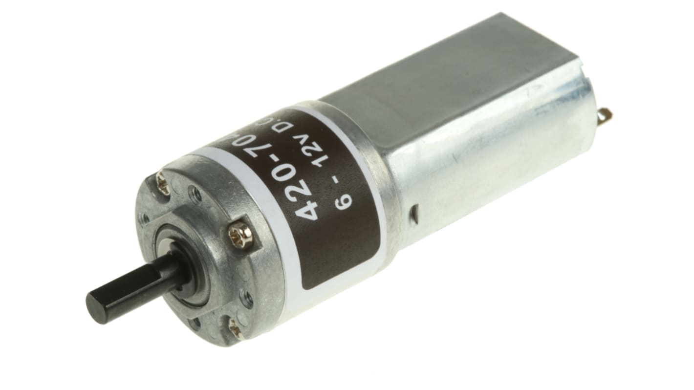 RS PRO Bürsten-Getriebemotor bis 20 Ncm, 12 V dc / 1,5 W, , Wellen-Ø 4mm, 22mm x 54mm