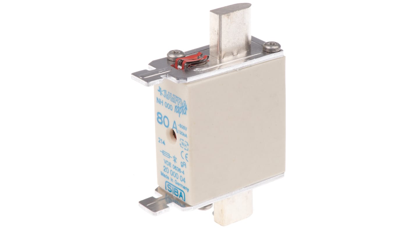 SIBA 80A NH Fuse, NH000, 500V ac