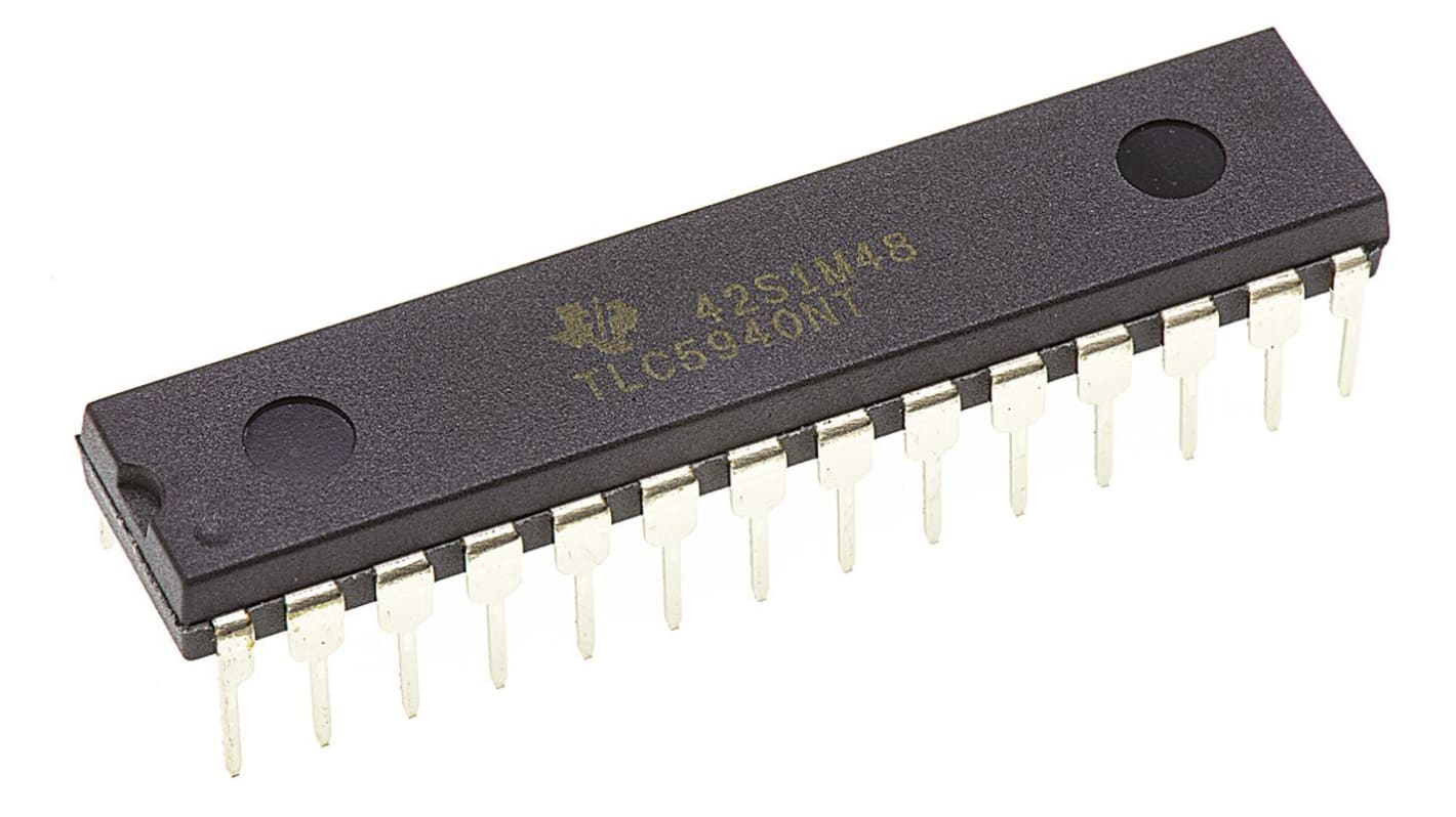 Texas Instruments TLC5940NT, LED Driver, 16-Digits 16-Segments, 3.3 V, 5 V, 28-Pin PDIP