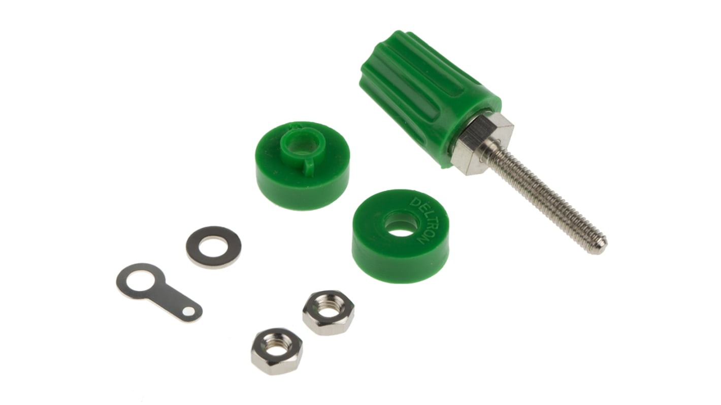 RS PRO 16A, Green Binding Post With Brass Contacts and Nickel Plated RS