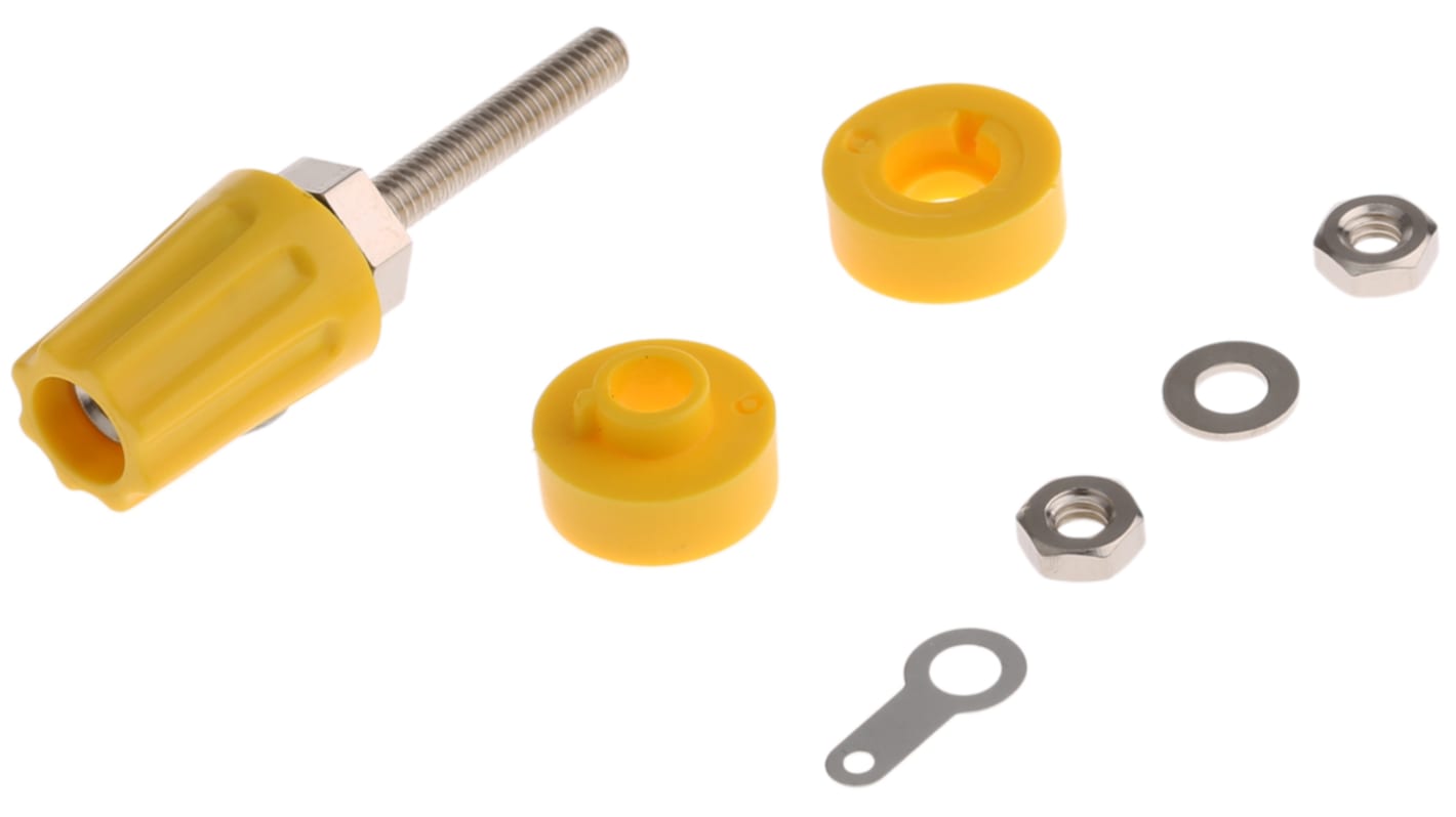 RS PRO 16A, Yellow Binding Post With Brass Contacts and Nickel Plated RS