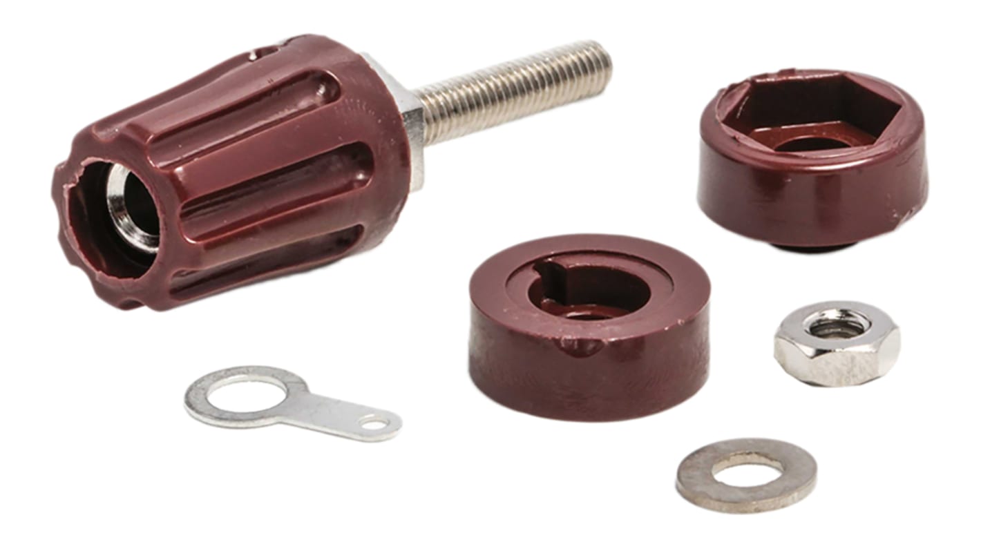 RS PRO 16A, Brown Binding Post With Brass Contacts and Nickel Plated | RS