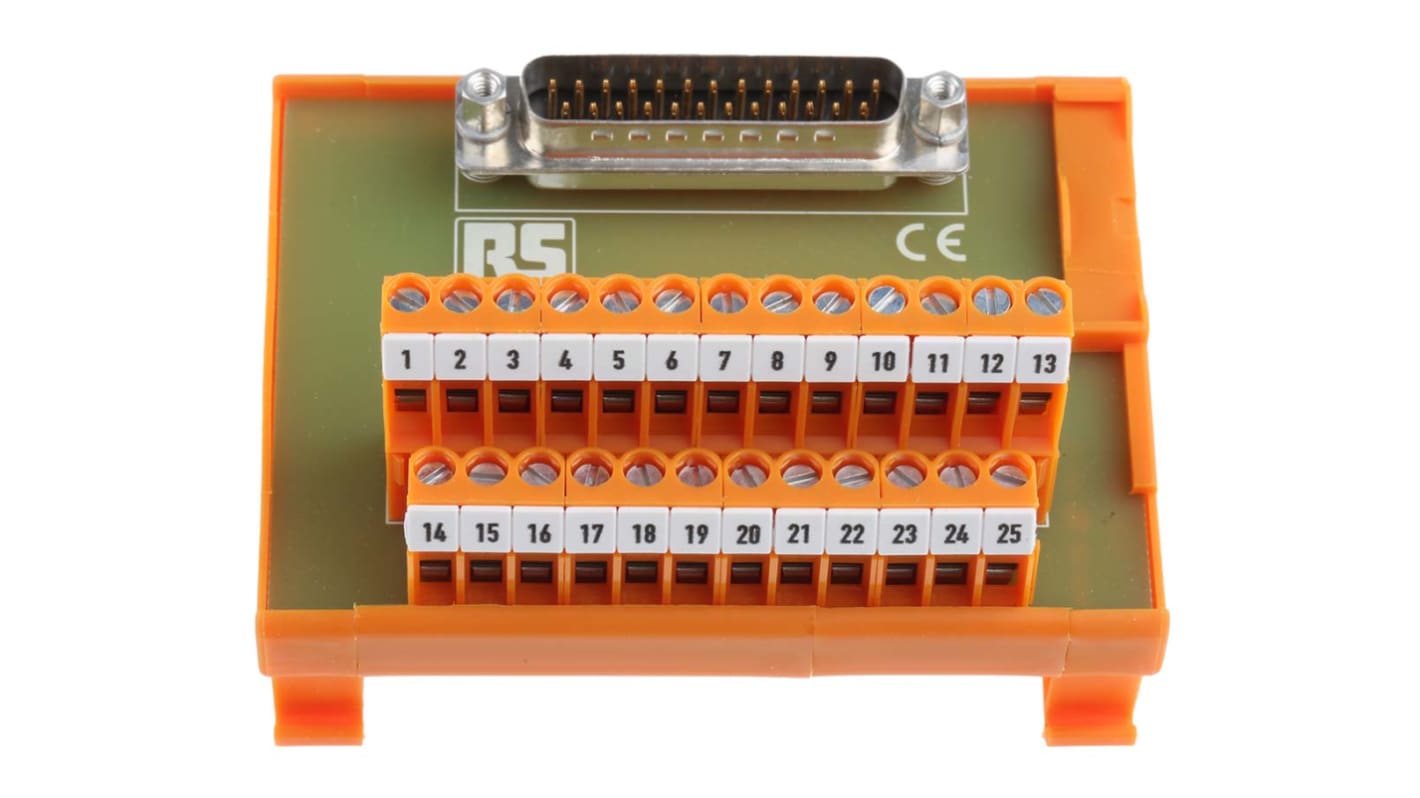 RS PRO Schnittstellenmodul  Sub-D, Stecker, 25-polig, 50 V, / 1A, DIN-Schienenmontage