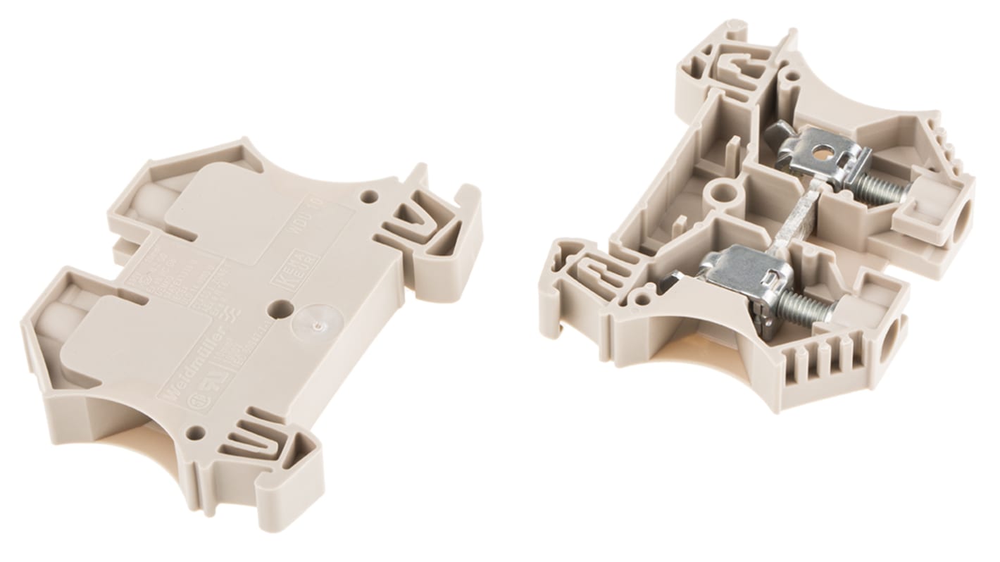 Weidmüller WDU Series Brown Feed Through Terminal Block, 10mm², Single-Level, Screw Termination, ATEX