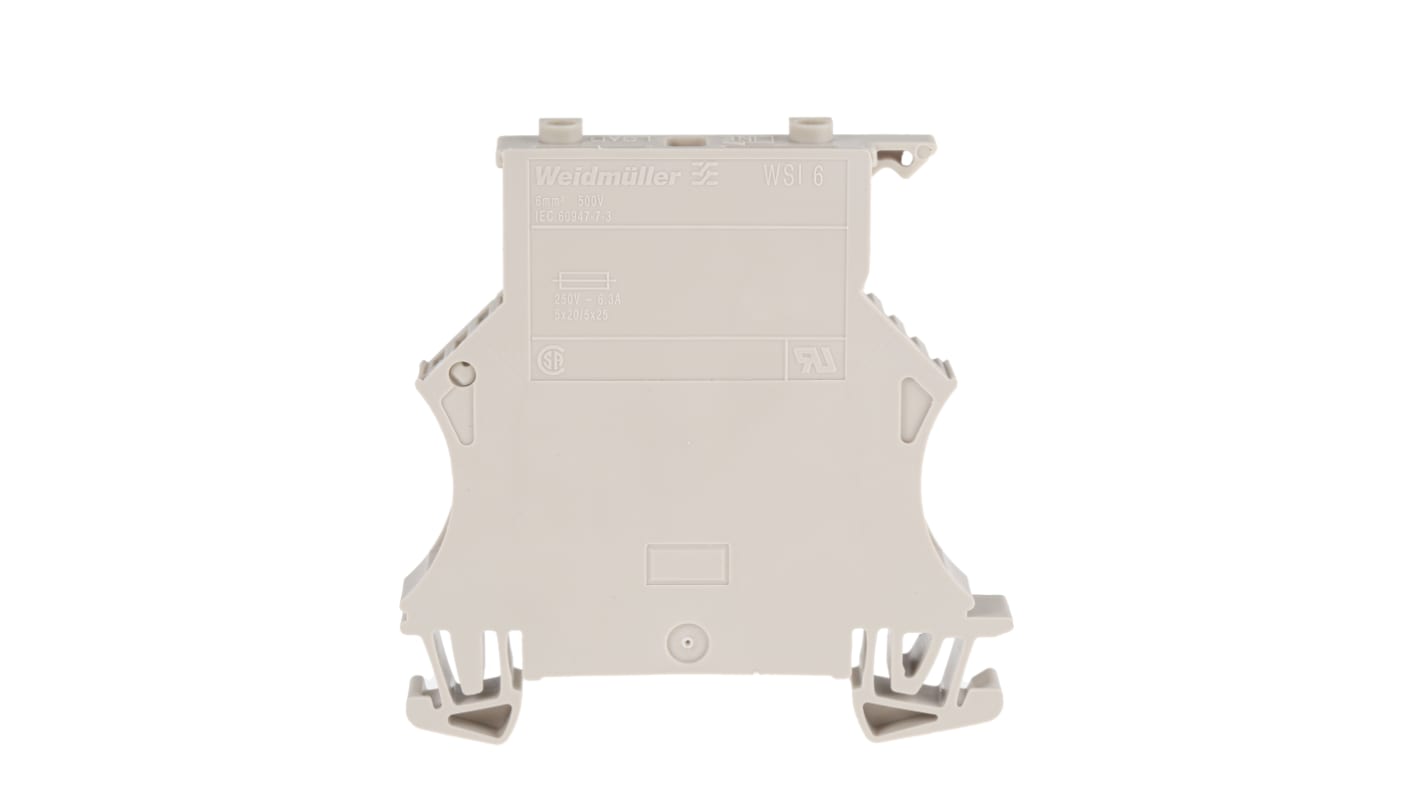 Weidmüller WSI Series Dark Beige Fused DIN Rail Terminal, 6mm², Single-Level, Screw Termination, Fused