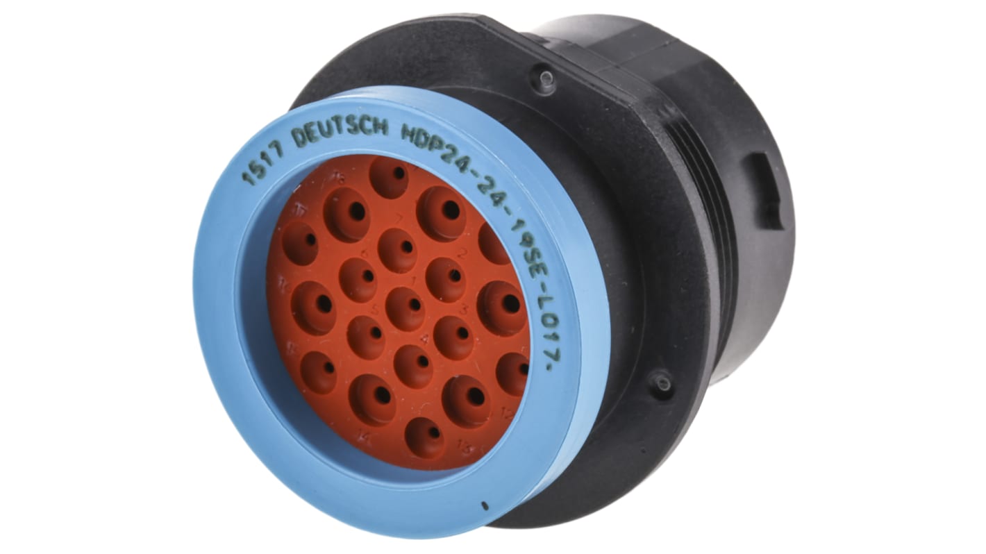 Conector circular Deutsch hembra serie HD20 de 19 vías hembra, tamaño carcasa 24, montaje aéreo, IP67