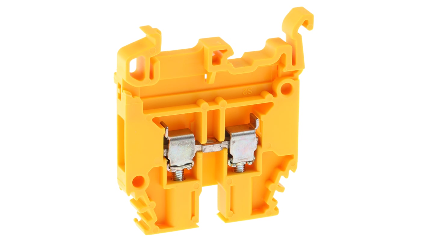 Entrelec SNA Series Yellow DIN Rail Terminal Block, 4mm², Single-Level, Screw Termination