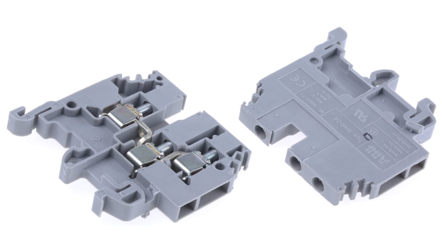 Entrelec SNA Series Grey DIN Rail Terminal Block, 4mm², Single-Level, Screw Termination