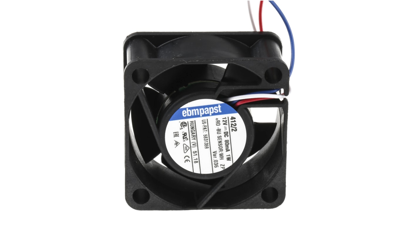 ebm-papst 400 Series Axial Fan, 12 V dc, DC Operation, 10m³/h, 1W, 40 x 40 x 20mm