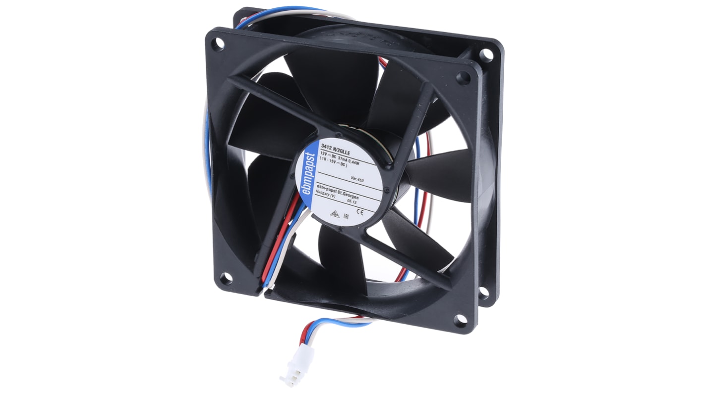 ebm-papst 3400 N Series Axial Fan, 12 V dc, DC Operation, 36m³/h, 420mW, 92 x 92 x 25mm