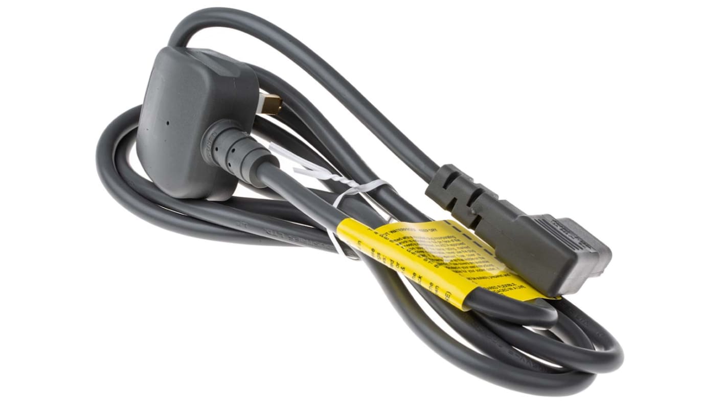 RS PRO IEC C13 Socket to Type G UK Plug Power Cord, 2m