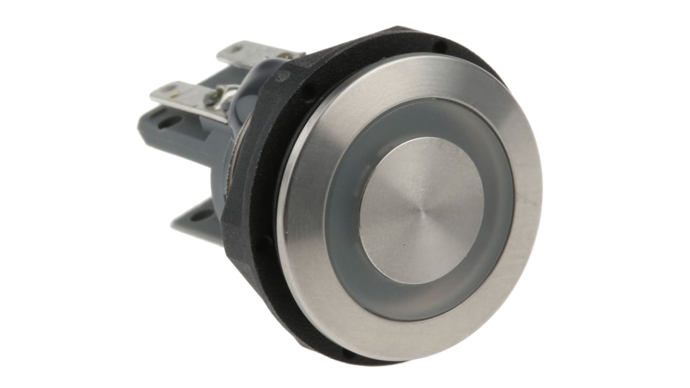 Schurter MSM 19 Series Illuminated Push Button Switch, Momentary, Panel Mount, 19mm Cutout, SPDT, Red LED, 250V ac, IP67