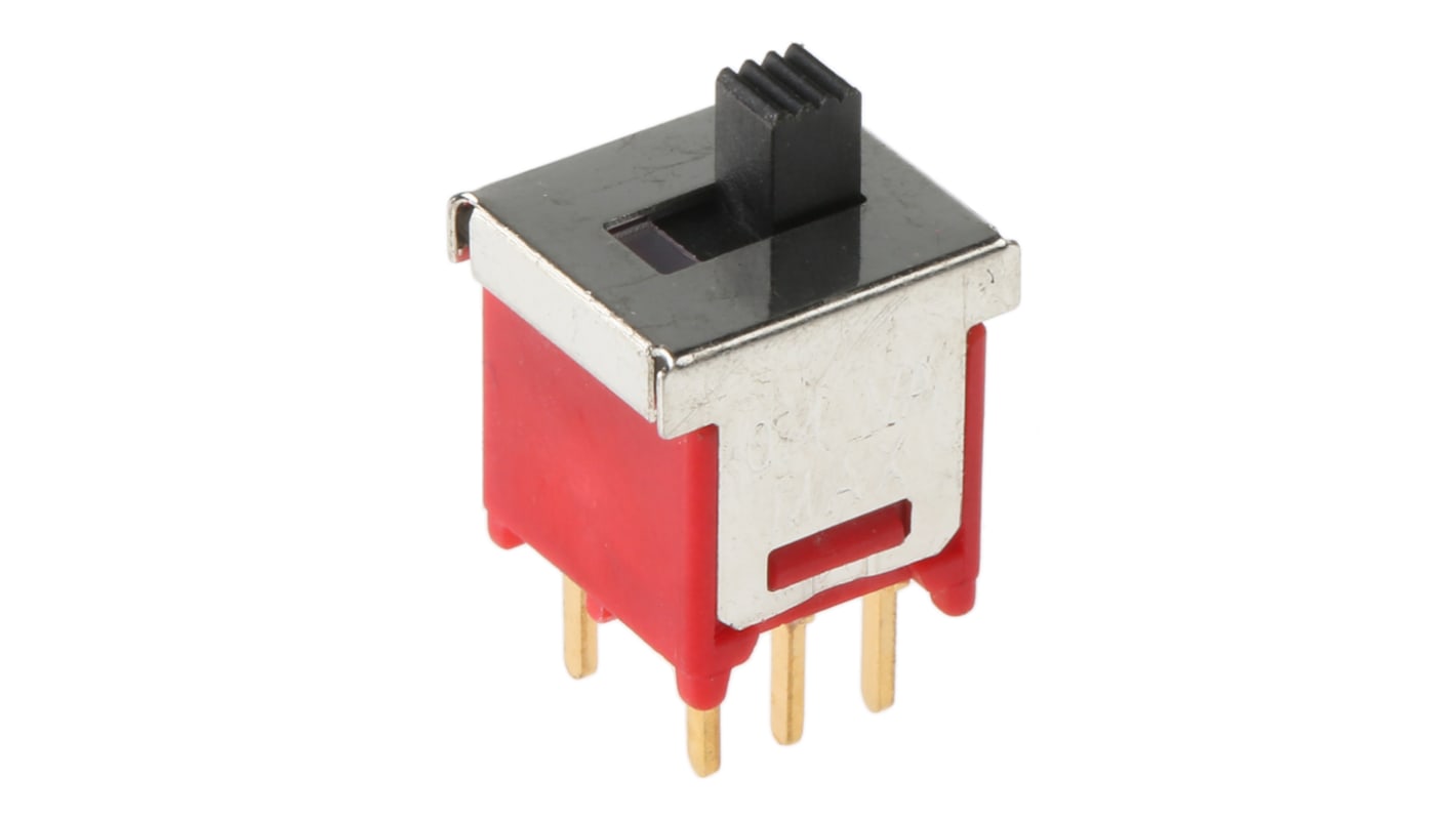 Przełącznik suwakowy, DPDT, montaż PCB, 20V ac/dc, 400 mA przy 20 V, -30 → +85°C, RS PRO