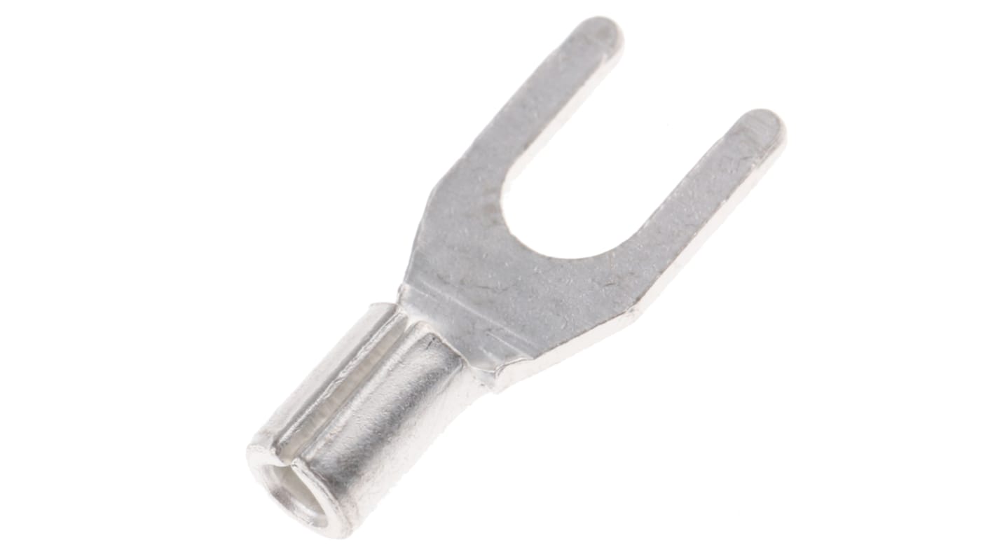 RS PRO Uninsulated Crimp Spade Connector, 0.5mm² to 1.5mm², 22AWG to 16AWG, M3.5 Stud Size