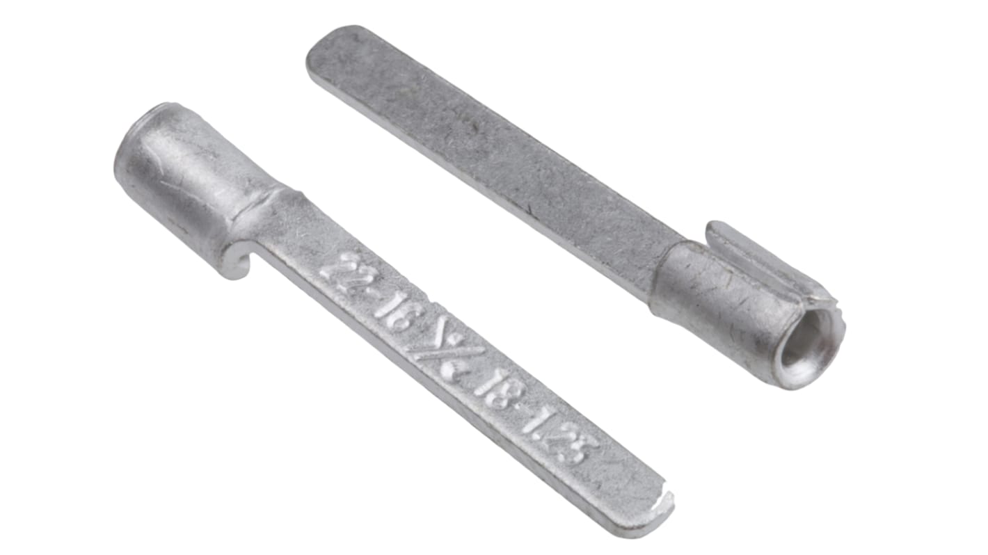 RS PRO Kabelschuh Flachstift Stecker, Unisoliert, L. 18mm, D. 0.8mm, Nicht ummantelt