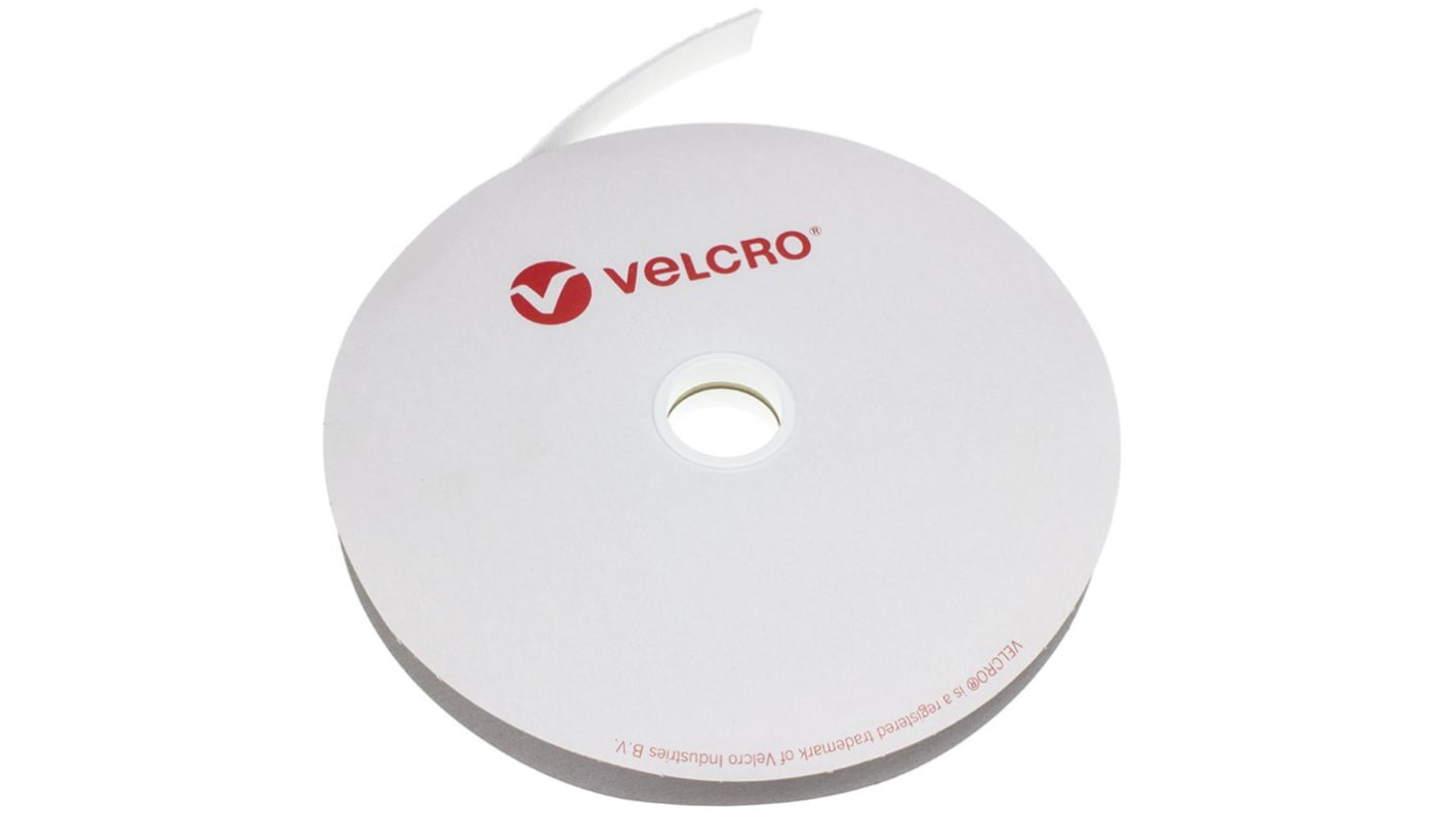 Cinta de gancho y bucle Velcro de color Blanco, 20mm x 10m