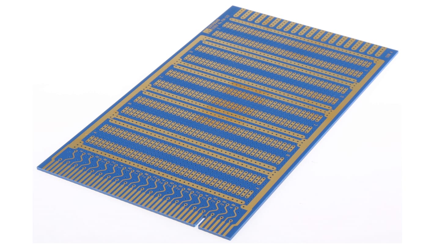 Vero Technologies Streifenplatinen, FR4 mit Kantensteckverbinder, 2-seitig, PCB-Bohrung 1.02mm, Raster 2.54 x 2.54mm,