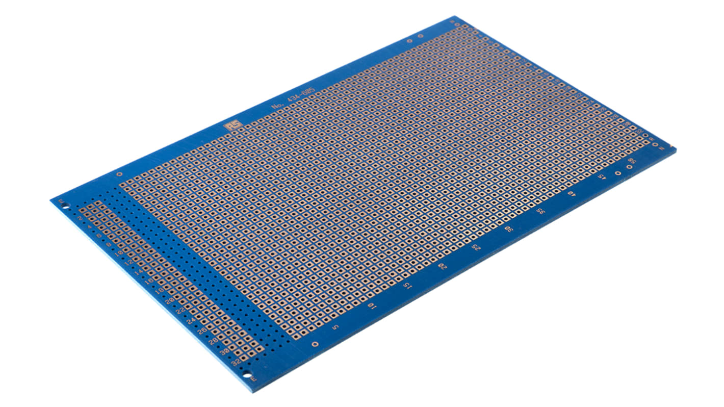 Vero Technologies Single Sided Matrix Board FR4 With 54 x 34 1.02mm Holes, 2.54 x 2.54mm Pitch, 160 x 100 x 1.6mm