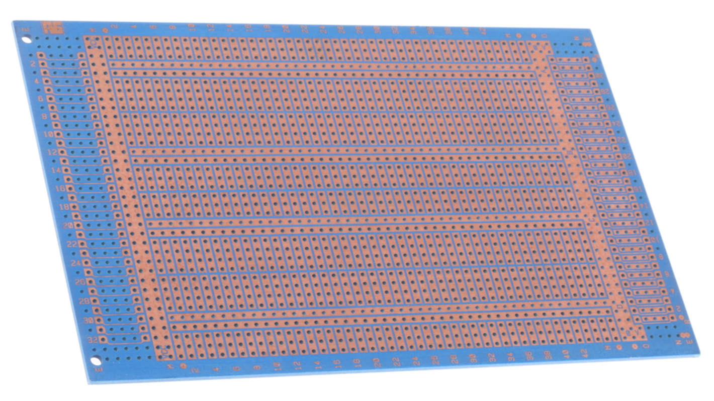 Vero Technologies Streifenplatinen, FR4, DIN 41612, 2-seitig, PCB-Bohrung 1.02mm, Raster 2.54 x 2.54mm, 160 x 100 x