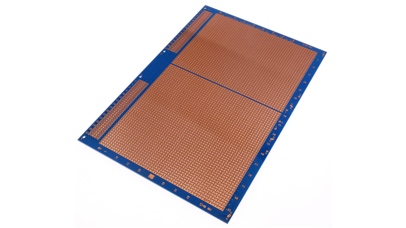 Vero Technologies Streifenplatinen, FR4, DIN 41612, 1-seitig, PCB-Bohrung 1mm, Raster 2.54 x 2.54mm, 233.4 x 160 x 1.6mm