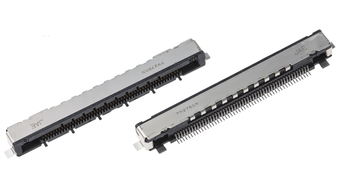 JAE LVDS-konnektor FI-R Series 0.5mm Pitch 51 Way 1 Row Retvinklet Overflademontering, Spadesko, Lodde Termination