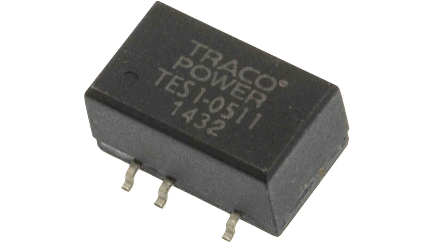 TRACOPOWER TES 1 DC-DC Converter, 5V dc/ 200mA Output, 4.5 → 5.5 V dc Input, 1W, Surface Mount, +85°C Max Temp